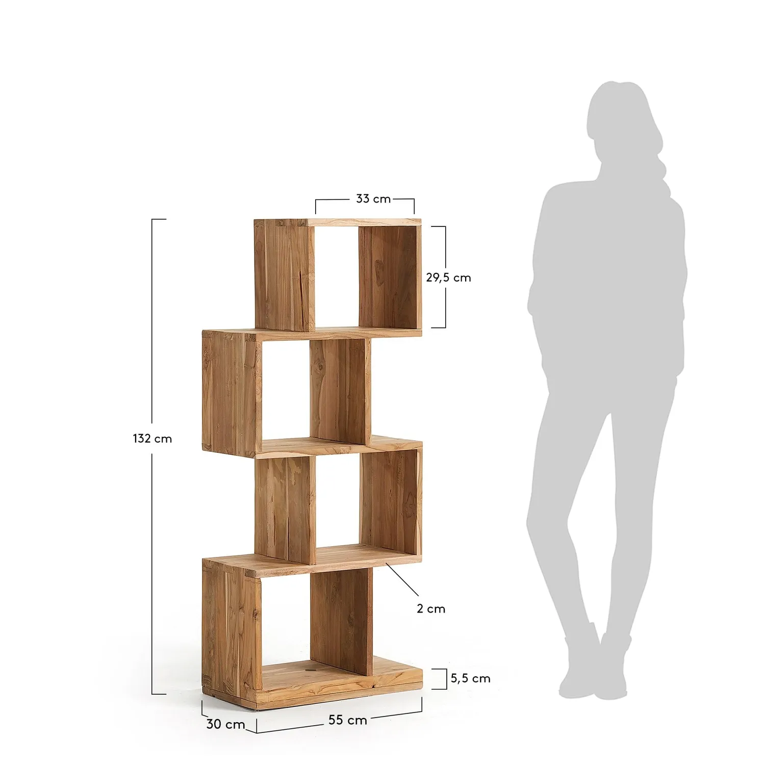 Kave Home Aroba Standregal 55x132 Teak recycelt natur