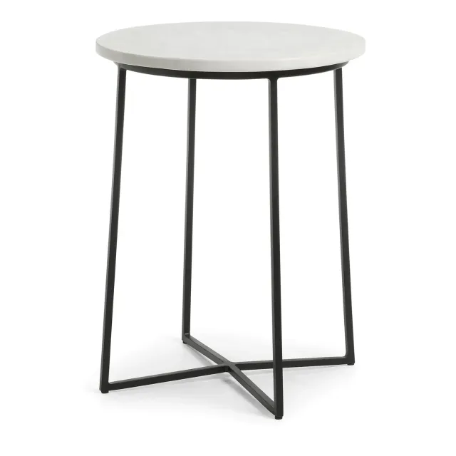 Kave Home Bryson Beistelltisch Weiß Ø 41 cm Marmor