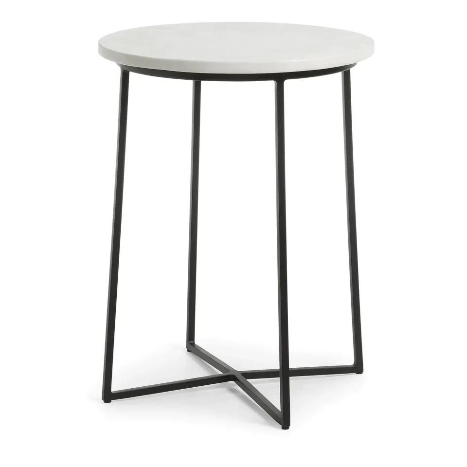 Kave Home Bryson Beistelltisch Weiß Ø 41 cm Marmor