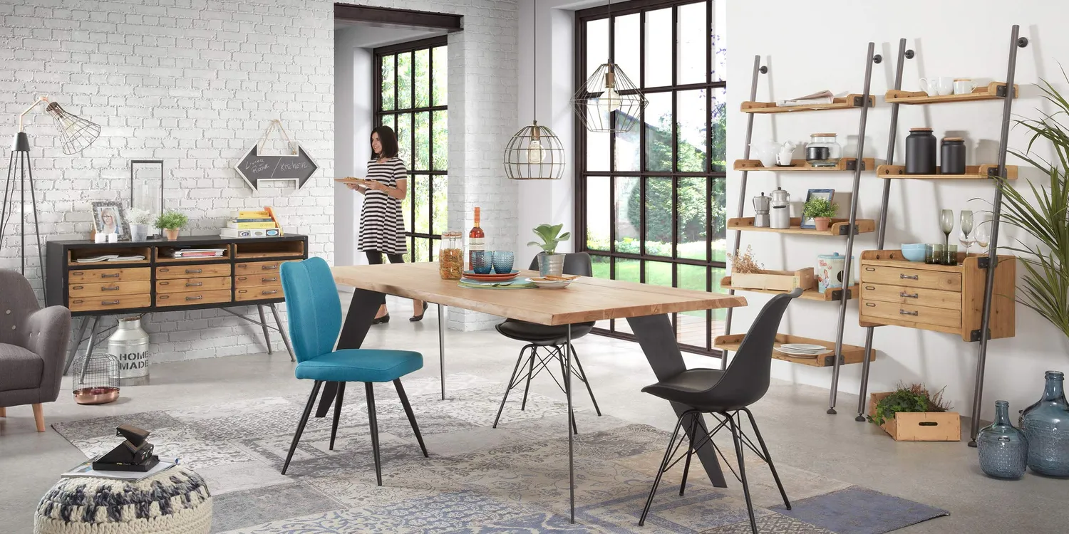 Kave Home Mobela Leiterregal 67x200 Tanne schwarz