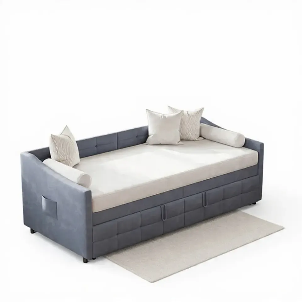 In And OutdoorMatch Schlafsofa Grau 90x200cm ausziehbar