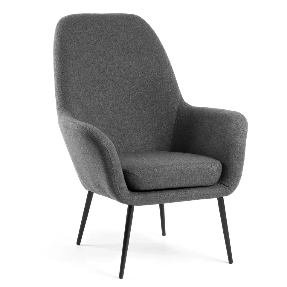 Kave Home Alegria Sessel dunkelgrau Stoff Stahl