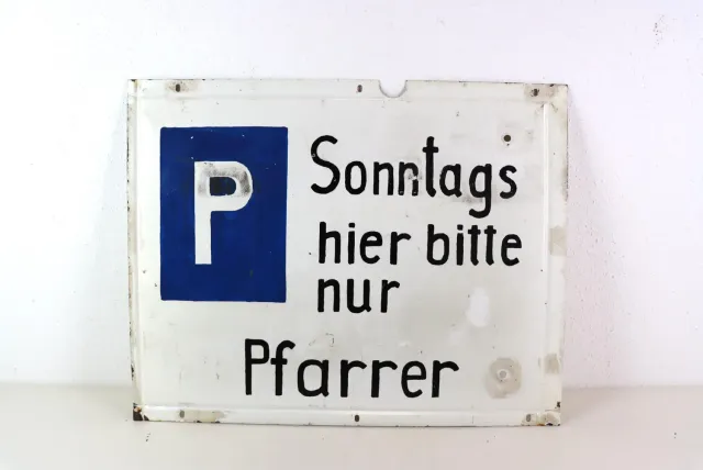 Mon Ami(e) Vintage Emailleschild Pfarrer 54 cm