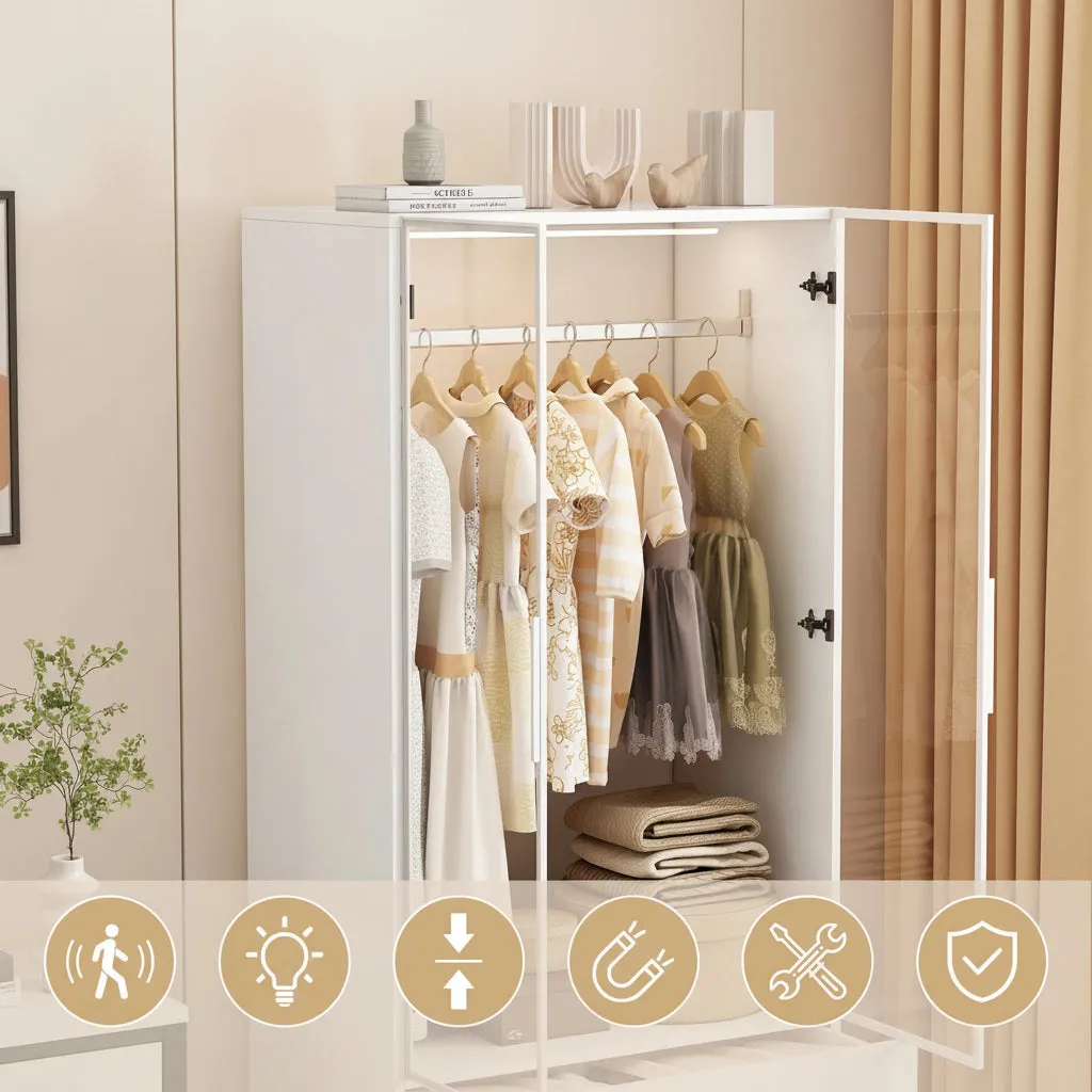 In And OutdoorMatch Kleiderschrank Weiß 80x50x175cm mit LED