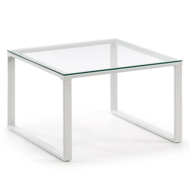 Kave Home Sivan Couchtisch 60 x 60 cm Klarglas Weiß