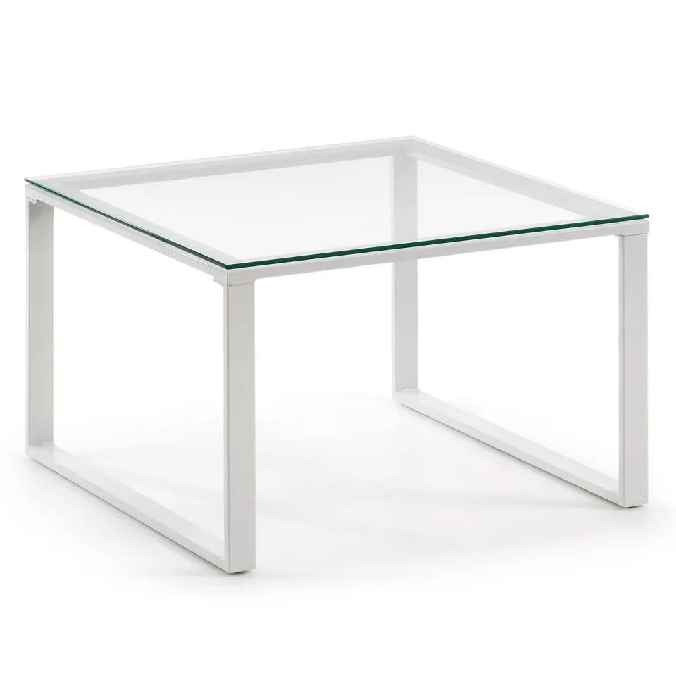 Kave Home Sivan Couchtisch 60 x 60 cm Klarglas Weiß