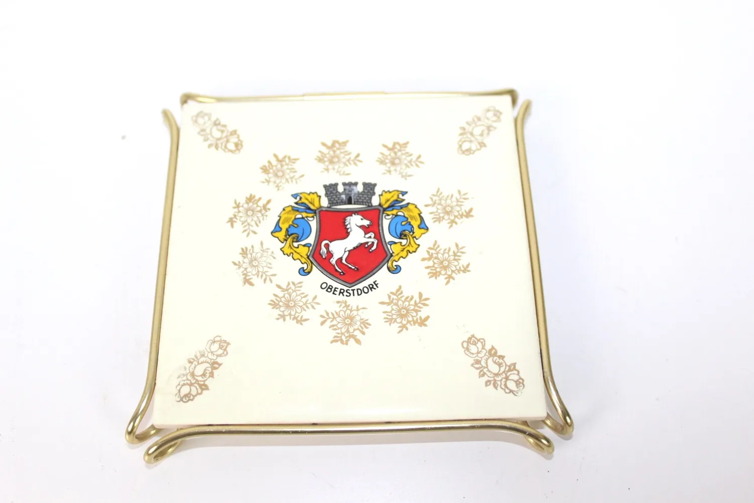 Mon Ami(e) Vintage Untersetzer Fliese Messingrahmen 11 cm