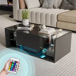 In And OutdoorMatch Couchtisch Schwarz mit LED-Beleuchtung
