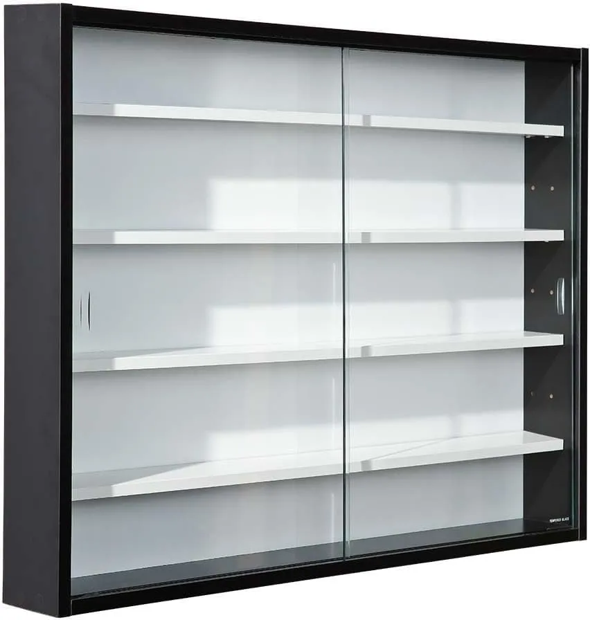 Inter Link Wandvitrine Schwarz-Weiß 80x60x9,5cm Glas