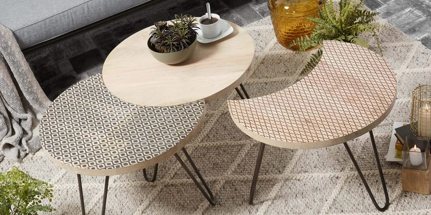 Kave Home Couchtisch Set 3-teilig Mango Massivholz