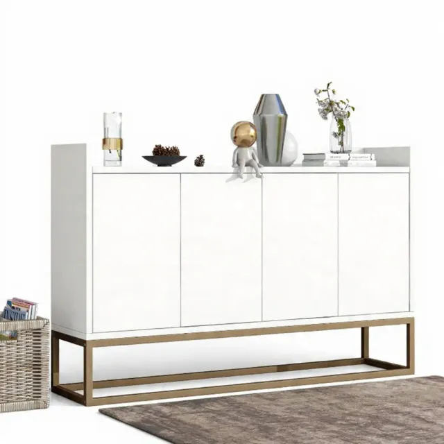 In And OutdoorMatch Sideboard 4 Türen 120 cm Weiß Schwarz