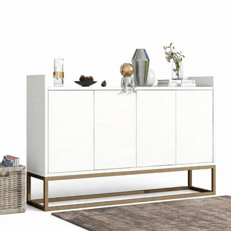 In And OutdoorMatch Sideboard 4 Türen 120 cm Weiß Schwarz