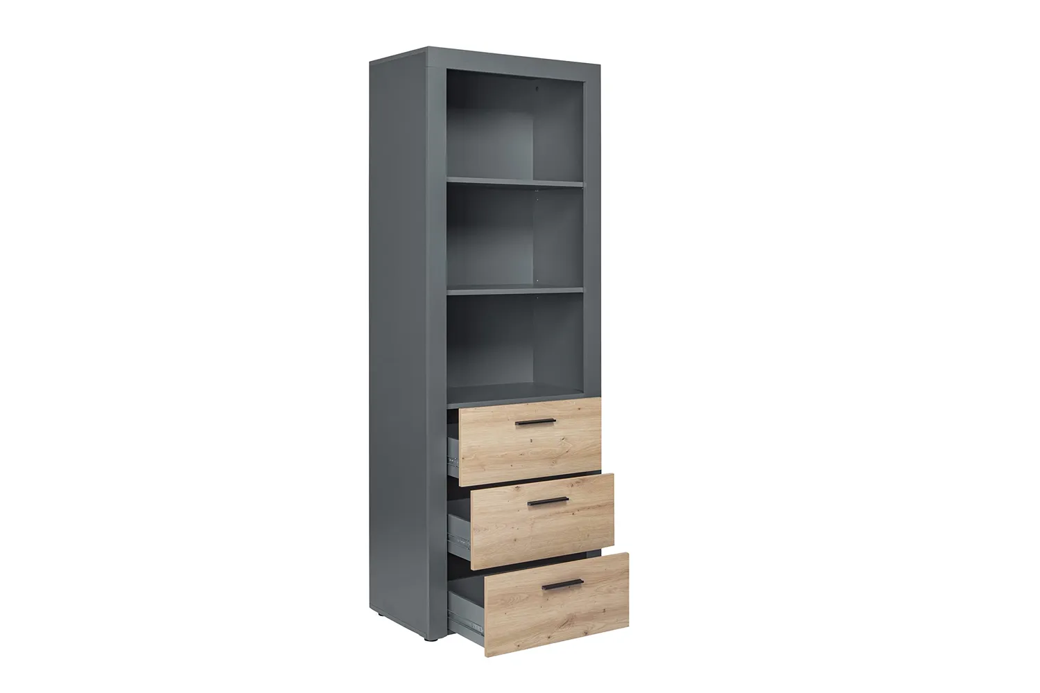 Inter Link Corbeto Standregal 3 Schubladen Artisan Eiche Anthrazit