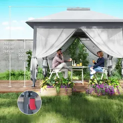 In And OutdoorMatch Faltpavillon 3,3x3,3m grau mit Moskitonetz