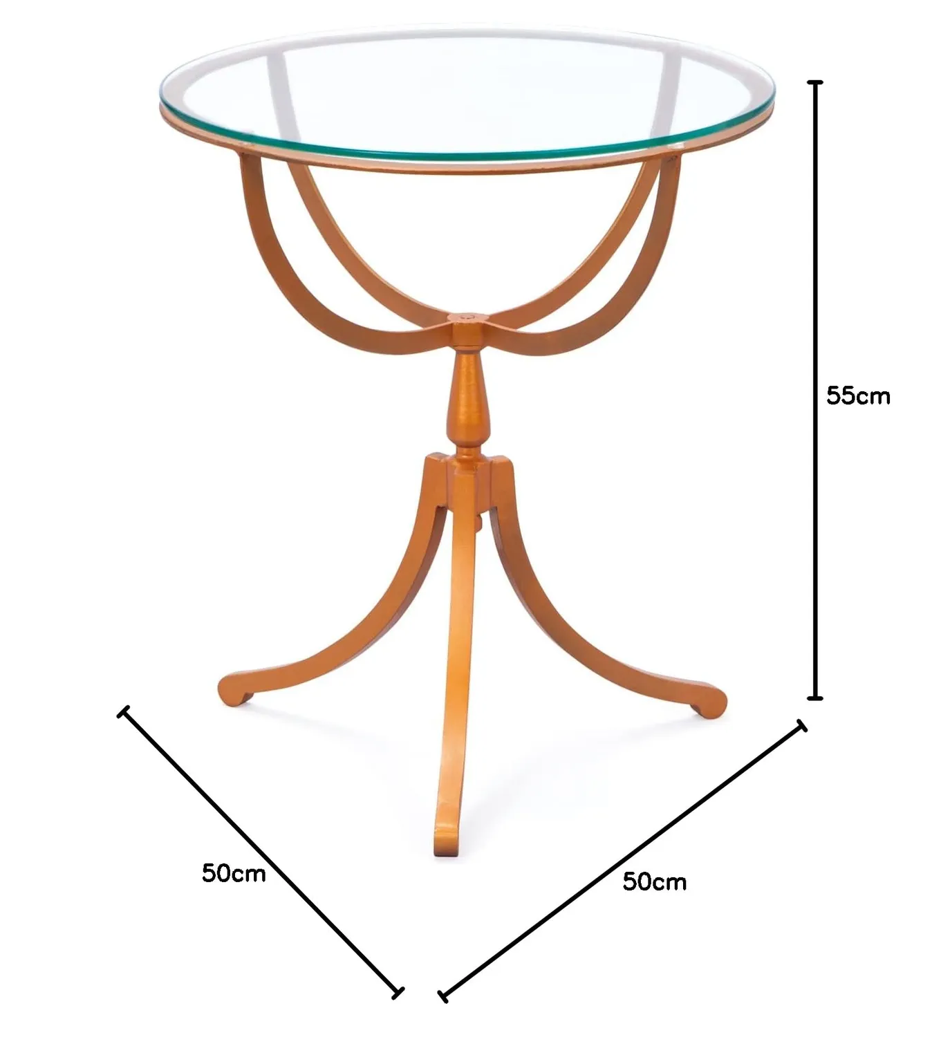 Inter Link 85300413 Beistelltisch kupfer Glas 50 cm Art-Deco