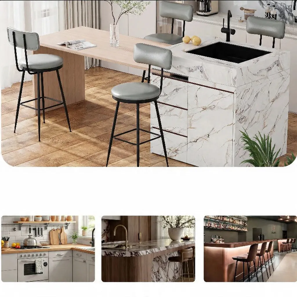 In And OutdoorMatch Barhocker Dunkelgrau Kunstleder 4er Set