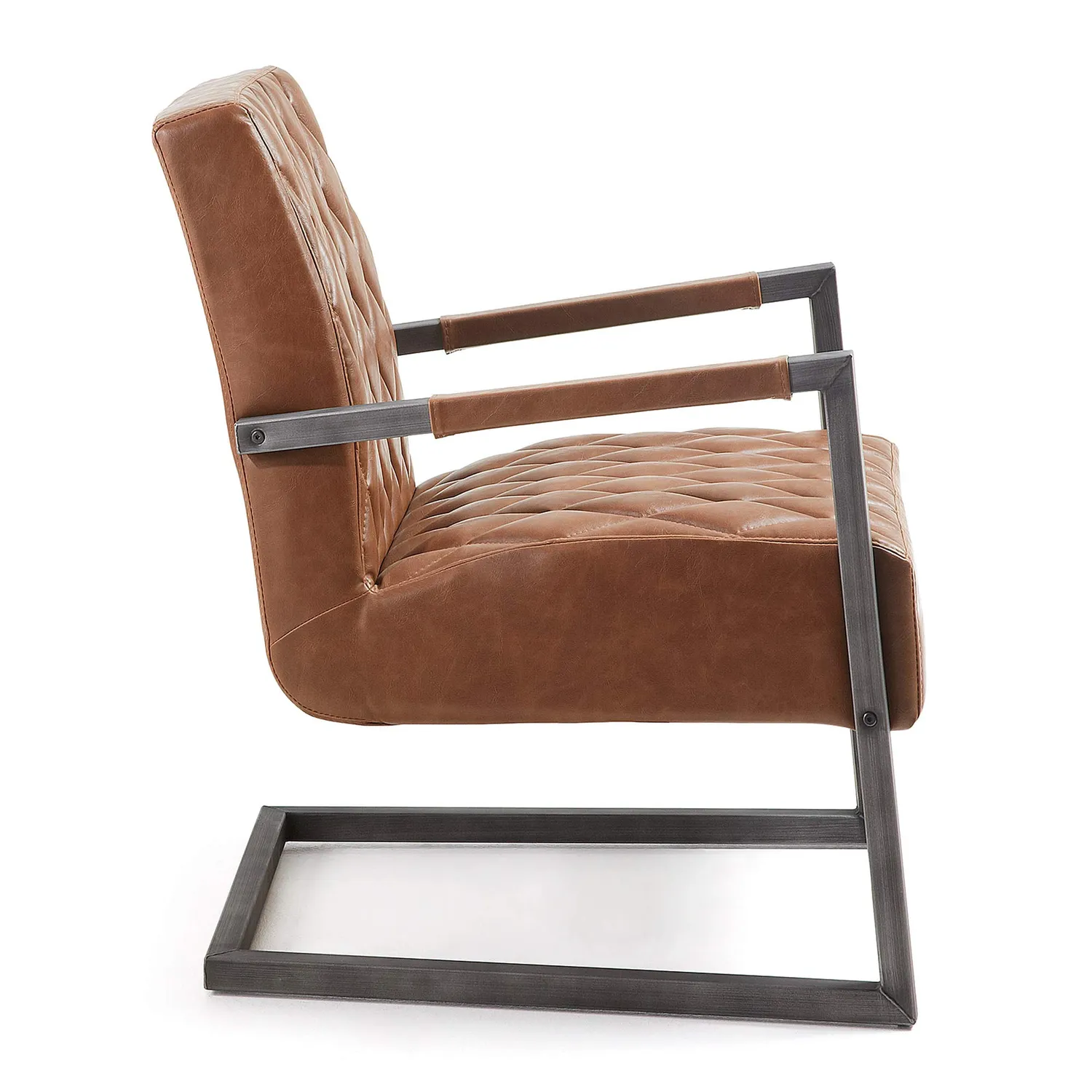 Kave Home Trans Sessel braun Kunstleder Stahl