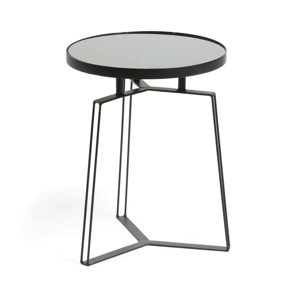 Kave Home Radim Beistelltisch Ø40 cm Glas Schwarz