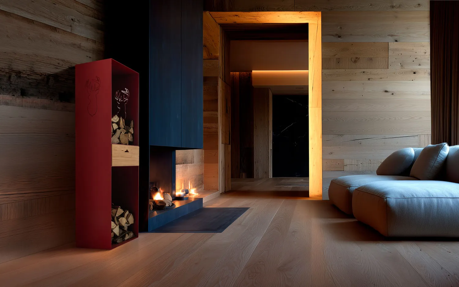 alpina design Catasta Brennholzregal Rot Holz