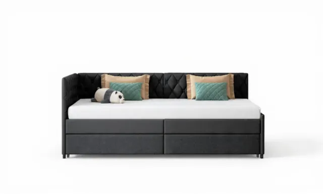 In And OutdoorMatch Schlafsofa Samt Grau 200x96cm 12cm Matratze