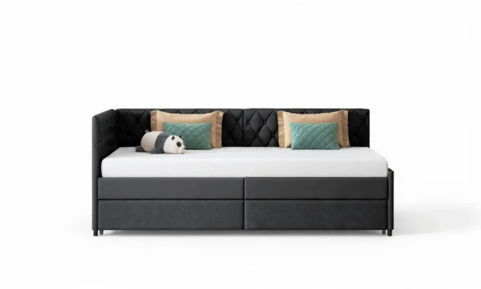 In And OutdoorMatch Schlafsofa Samt Grau 200x96cm 12cm Matratze