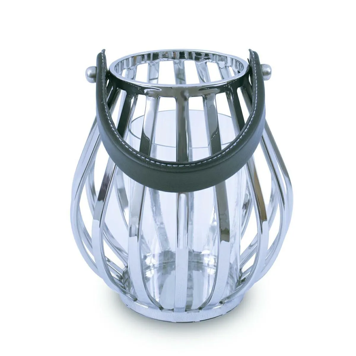 HOWHOMELY Premium Lampion Edelstahl Glas Silber