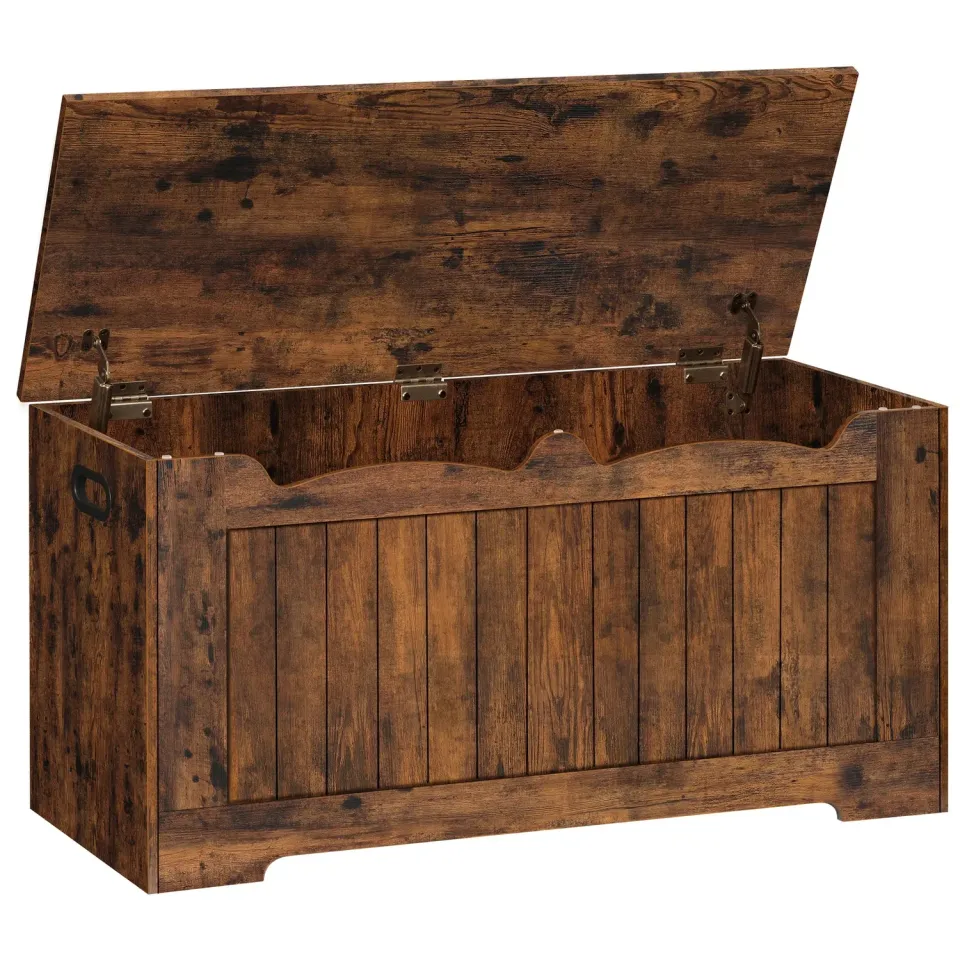In And OutdoorMatch Aufbewahrungsbank Holz mit Deckel Sitzbank