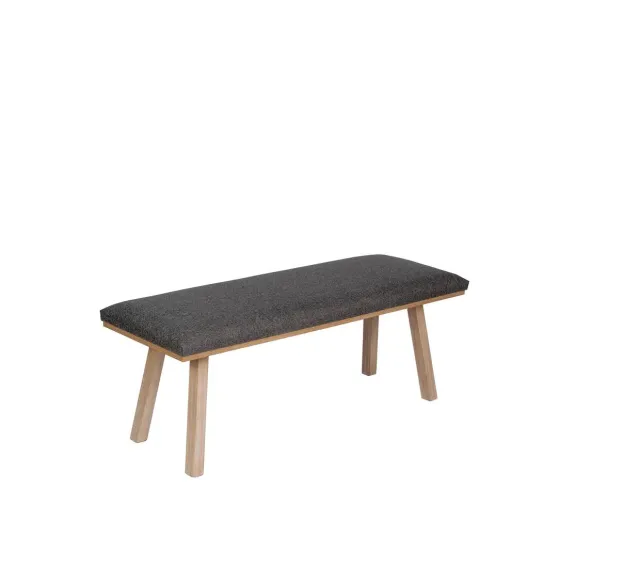 Kundler Home Die Klassische Sitzbank 125 cm Grau Stoff Holzfüße