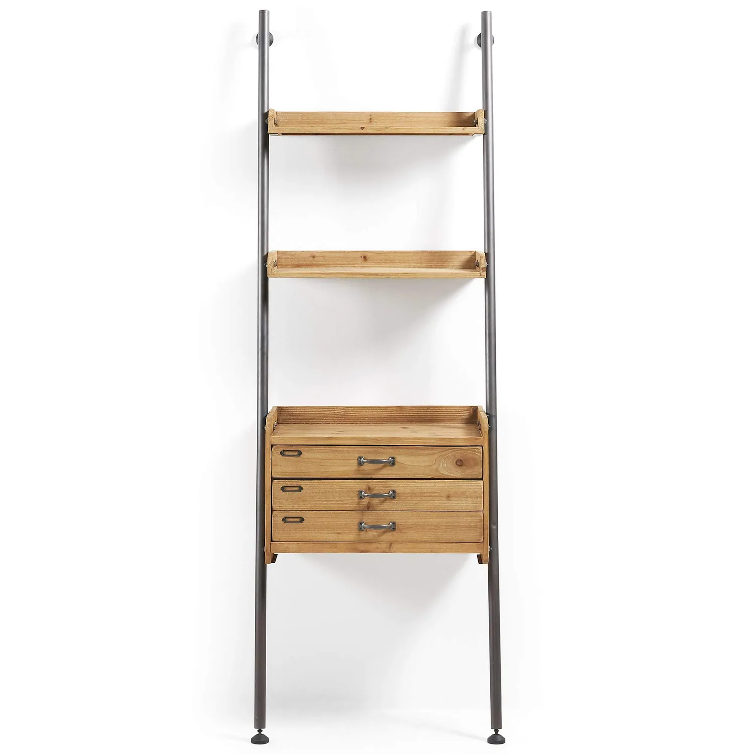 Kave Home Mobela Leiterregal 67x200 Tanne schwarz