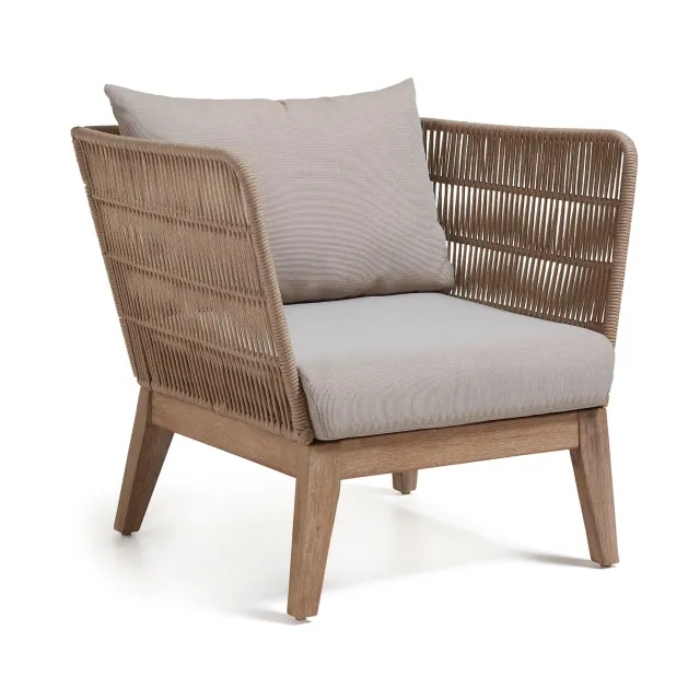 Kave Home Belleny Sessel beige Eukalyptusholz