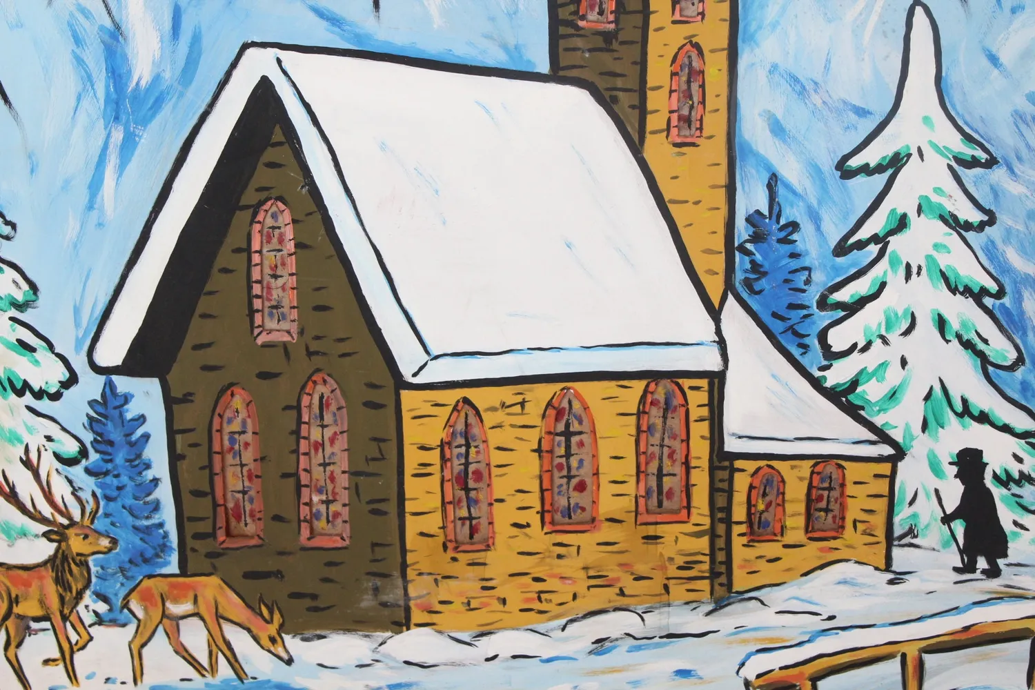 Mon Ami(e) Vintage Verschneite Kirche Weihnachts-Aufsteller 79 cm