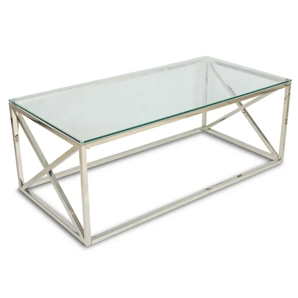 HOWHOMELY Nelja Beistelltisch Silber Glas