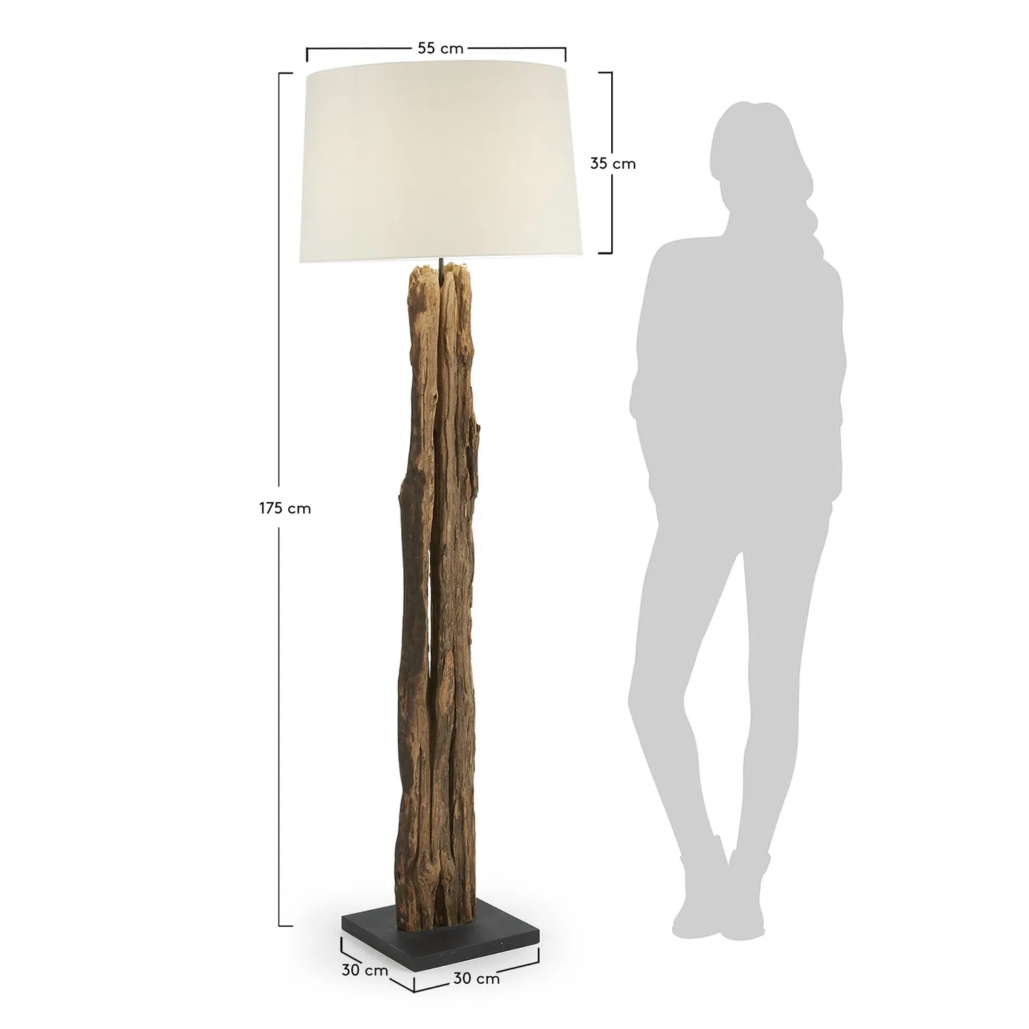 Kave Home Powell Stehlampe elfenbein Holz Baumwolle