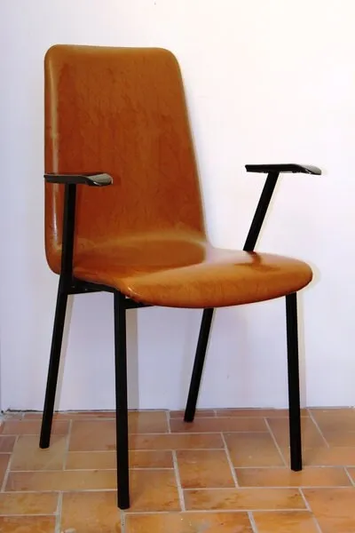 Mon Ami(e) Vintage Designer-Stuhl 60er Kunstleder braun