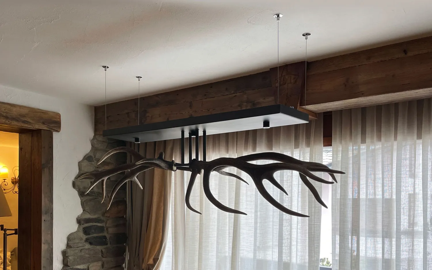 alpina design Muta del bosco soffitto Hängeleuchte mit Geweih