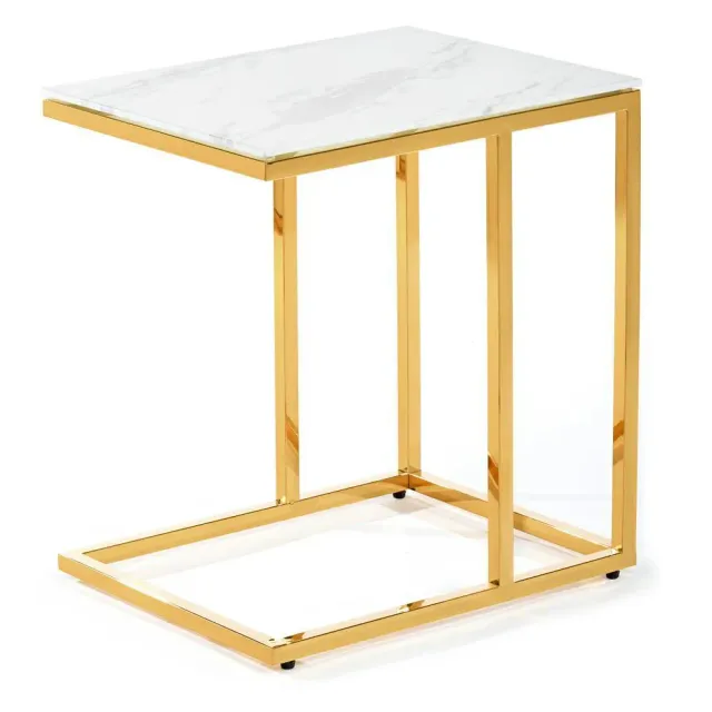 HOWHOMELY Lurus Hilfstisch 40 cm Weiß Glas