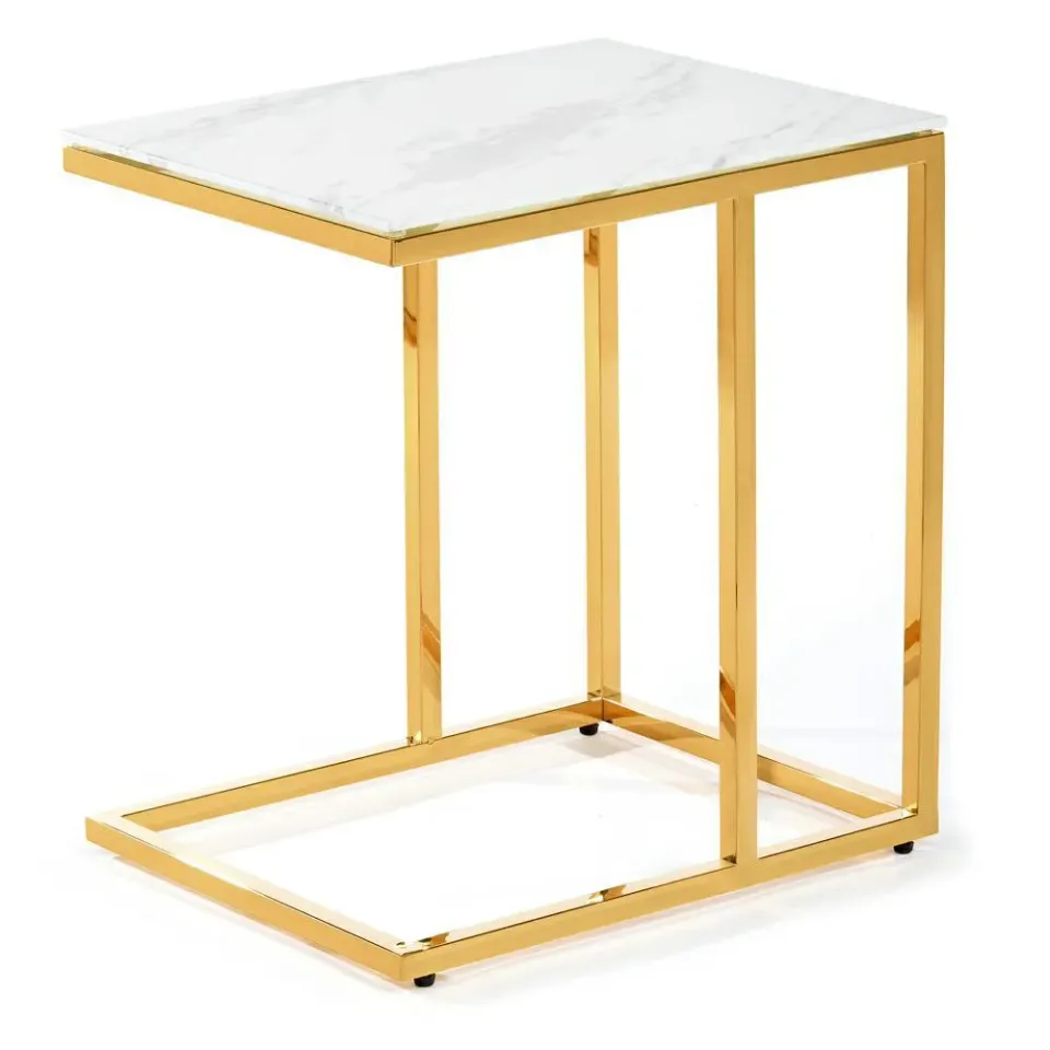 HOWHOMELY Lurus Hilfstisch 40 cm Weiß Glas