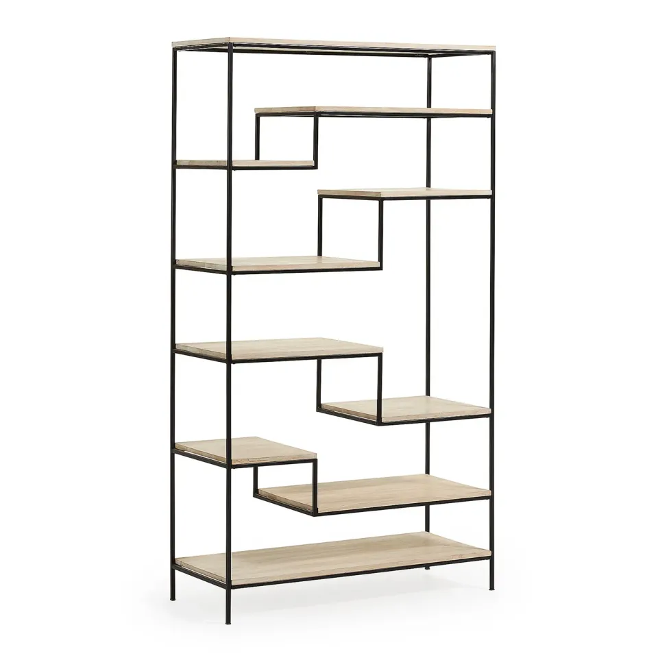Kave Home Push Standregal 100x180 Mangoholz Stahl schwarz