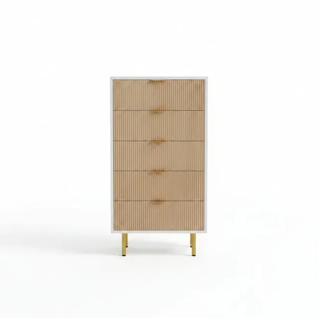 In And OutdoorMatch Kommode 5 Schubladen Weiß Holz 60cm