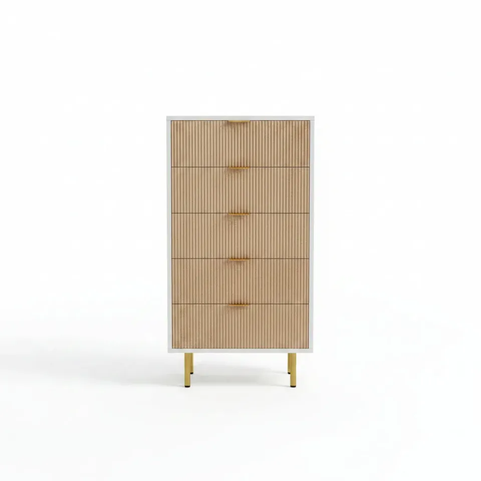 In And OutdoorMatch Kommode 5 Schubladen Weiß Holz 60cm