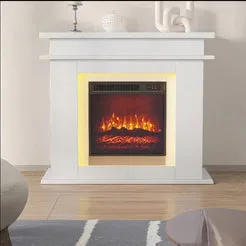In And OutdoorMatch Elektrokamin Weiß Eiche 101 cm 3D-Flamme