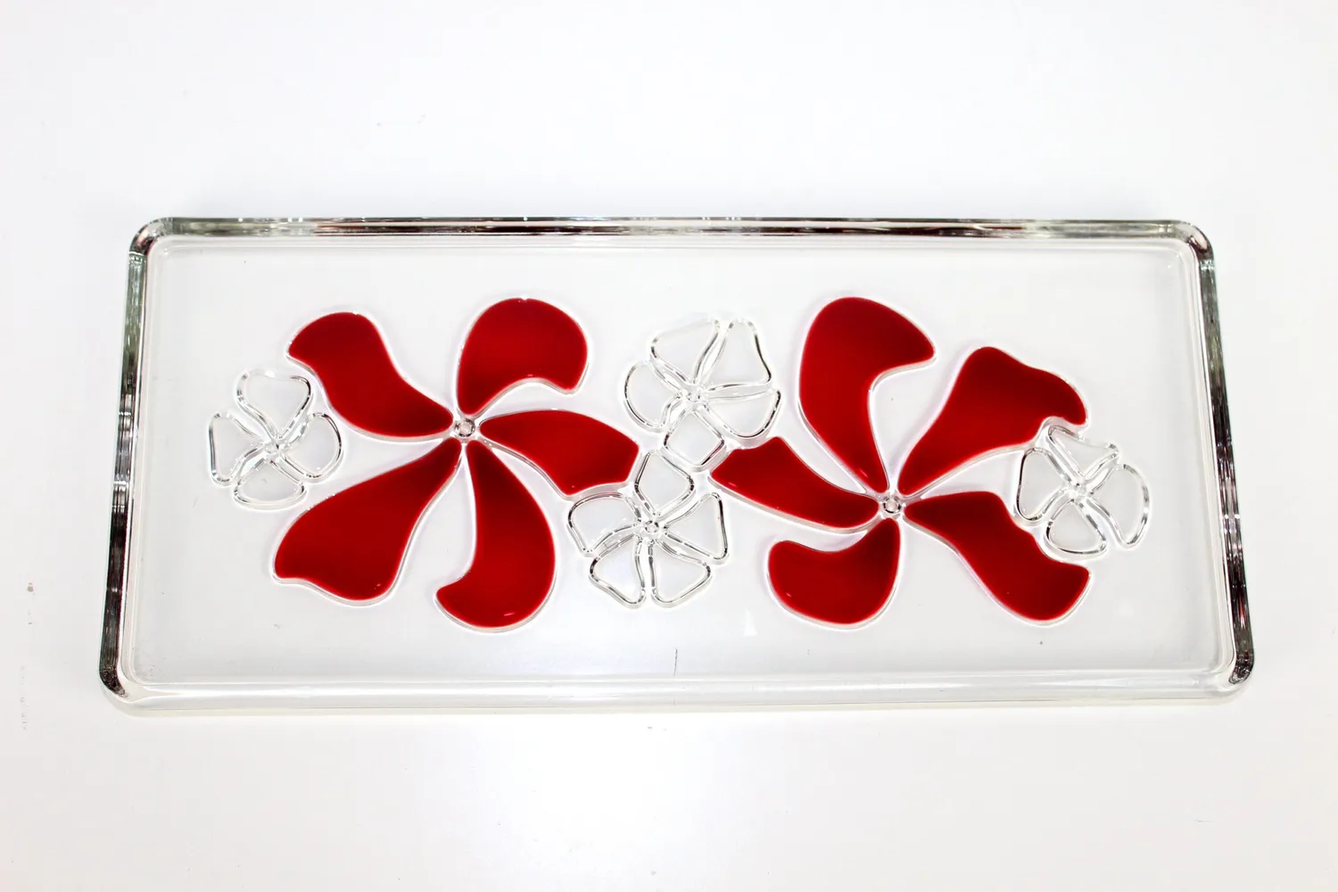 Mon Ami(e) Vintage Kuchenplatte Glas rotes Blütenmuster