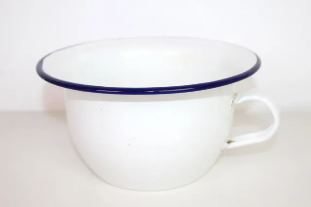 Mon Ami(e) Vintage Emaille-Schüssel mit Griff weiß-blau