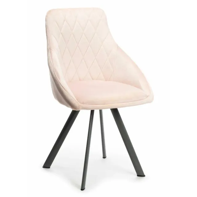 HOWHOMELY Roni Drehstuhl Schwarz-Rosa Samt