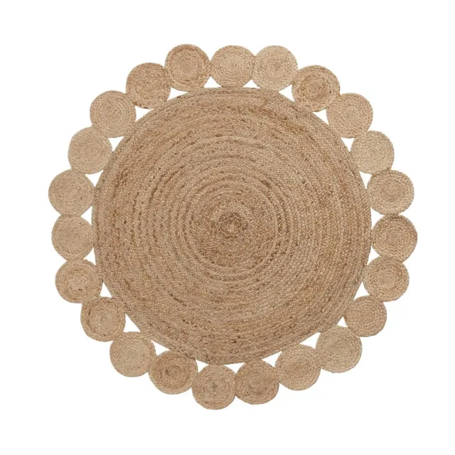 Kave Home Cross Jute-Teppich rund Ø 150 cm natur handgewebt