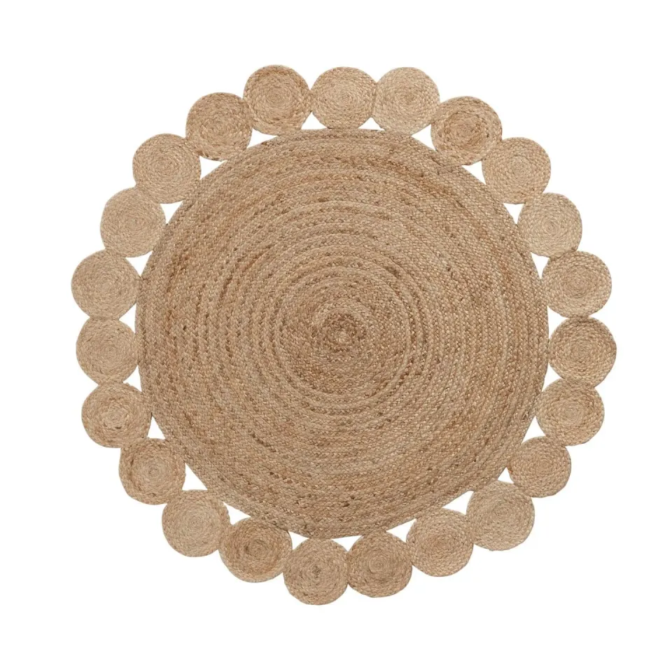 Kave Home Cross Jute-Teppich rund Ø 150 cm natur handgewebt