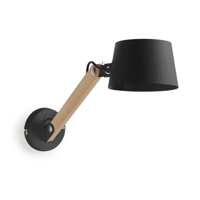 Kave Home Muse Wandleuchte schwarz Buchenholz Stahl E27