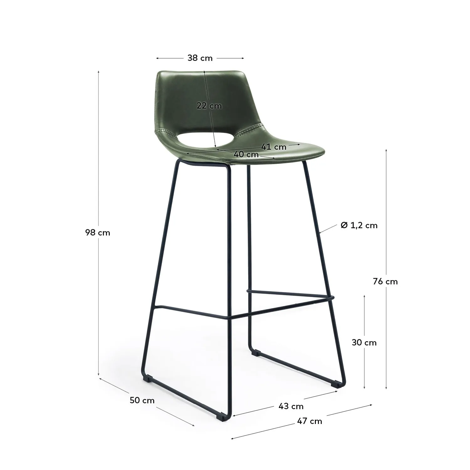 Kave Home Zahara Barhocker 65 cm Kunstleder