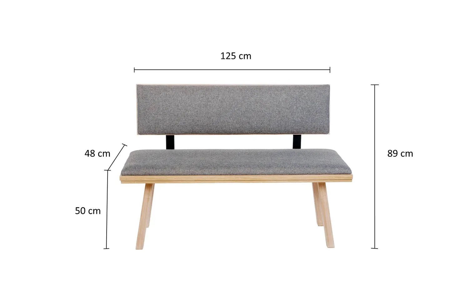 Kundler Home Die Zeitlose Sitzbank mit Lehne 125 cm Stoff