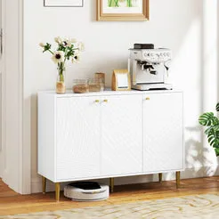 In And OutdoorMatch Sideboard 3 Türen Weiß Goldbeine